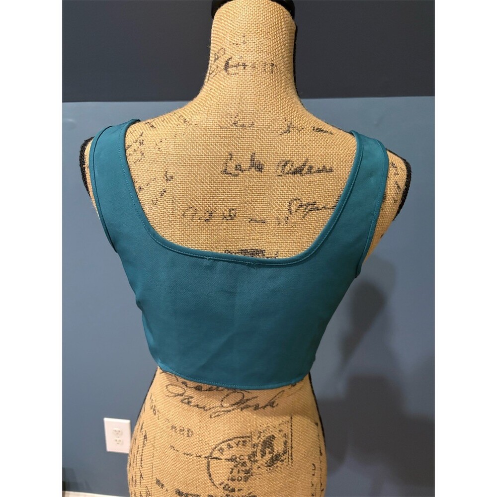 Sincerely Jules Tank Top Womens Size S Green Cropped Square Neck Side Zip - Picture 4 of 8